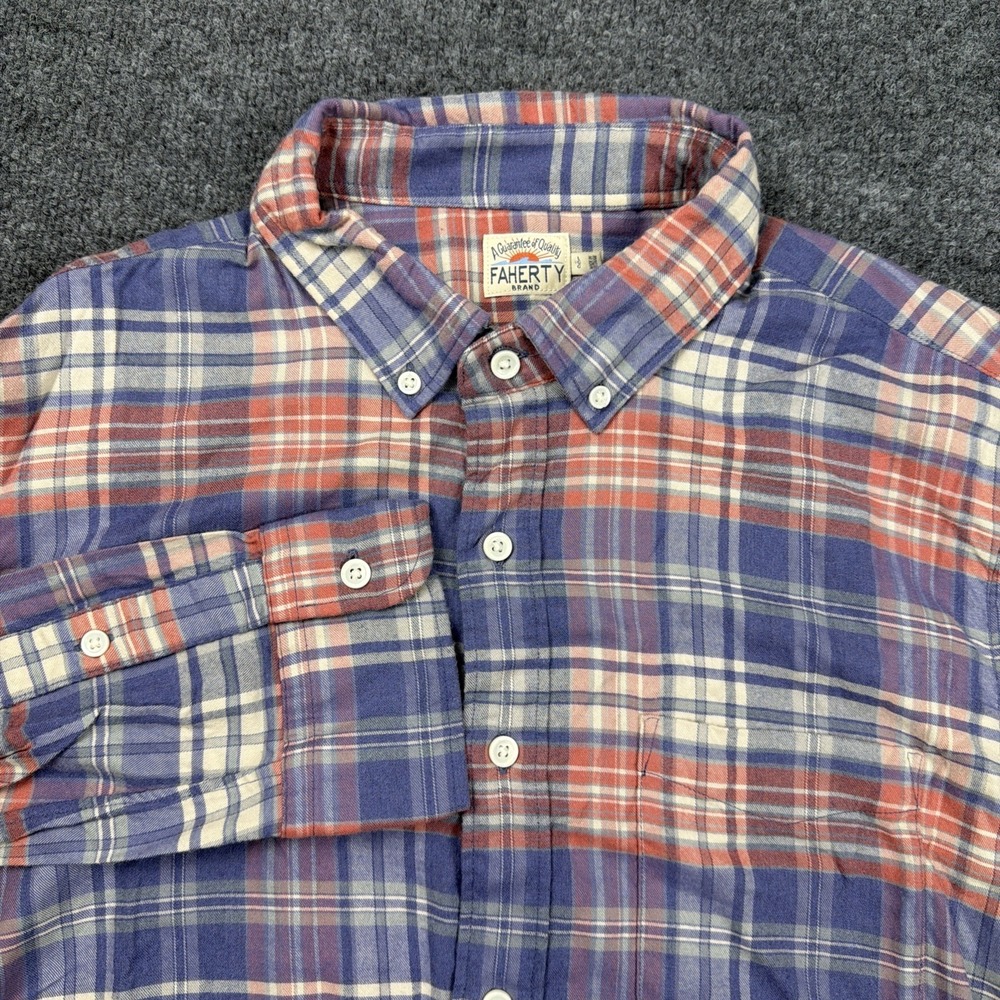 Faherty The All Time Shirt Men's Autumn Plaid Brushed Flannel Size L